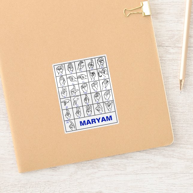 Adesivo Língua Americana de Sinais Surdos, Alfabeto ASL (Notebook)