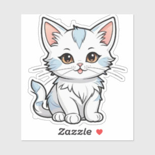 Adesivo Linha de Cartoon de Gato Estilizado Design-52316