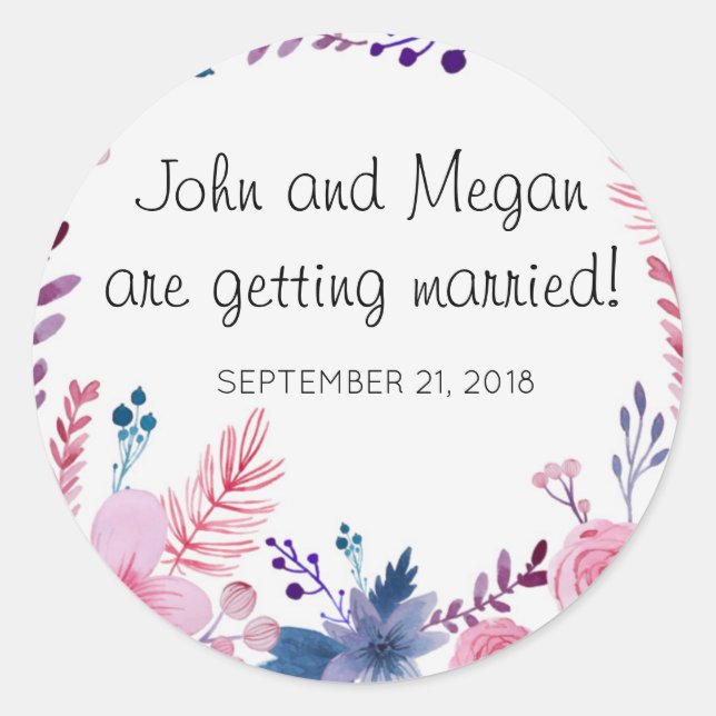 Adesivo liso de Casamento Floral Glossy (Frente)