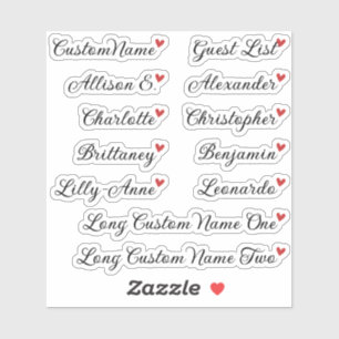 Adesivo Lista de Convidados Personalizada 12 Nomes Caligra