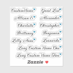 Adesivo Lista de Convidados Personalizada 12 Nomes Caligra