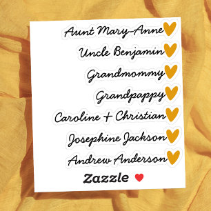 Adesivo Lista de Convidados Personalizada 7 Nomes Caligraf