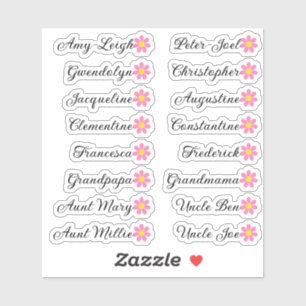 Adesivo Lista de convidados personalizada Nomes de caligra