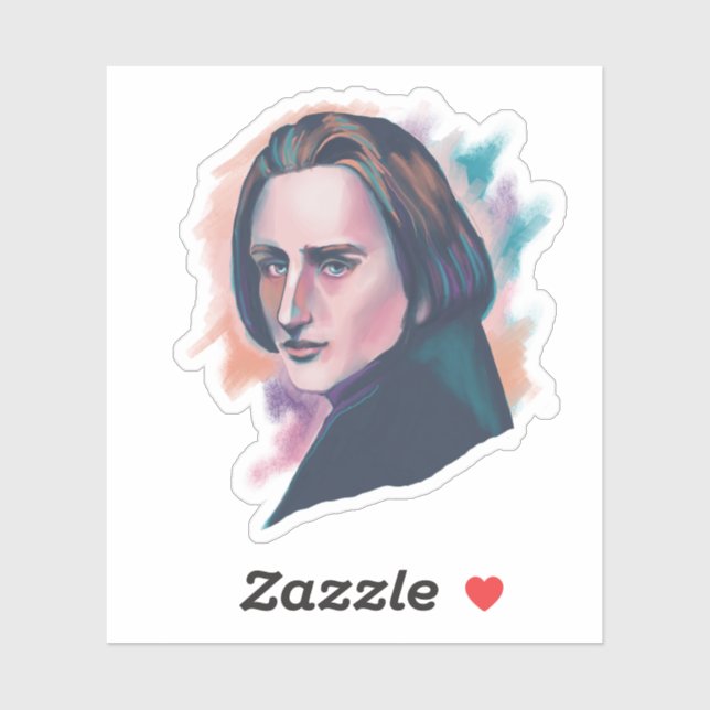Adesivo Liszt Colorful Watercolor Portrait (Folha)