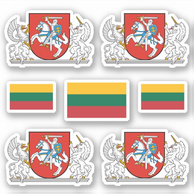 Adesivo Lithunian coat of arms and flag Sticker (Frente)