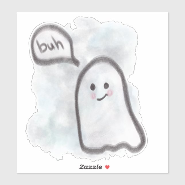 Adesivo Little ghost says buh (Folha)