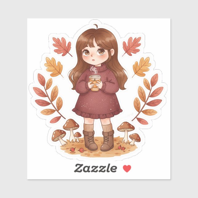 Adesivo Little girl autumn sticker (Folha)
