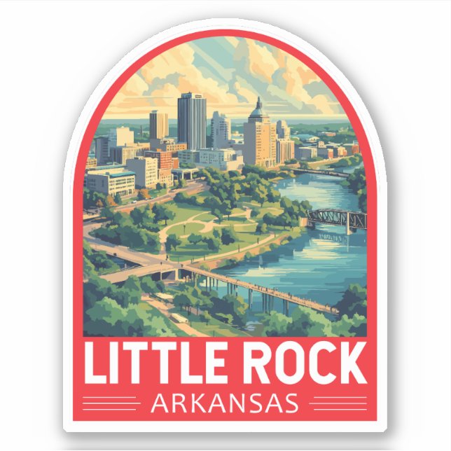 Adesivo Little Rock Arkansas Viagem Art Emblem (Frente)
