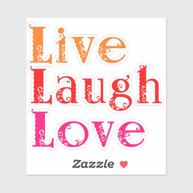Adesivo Live Laugh Love (Folha)