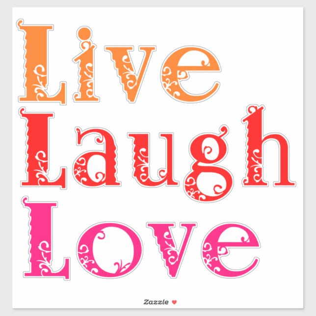 Adesivo Live Laugh Love (Folha)