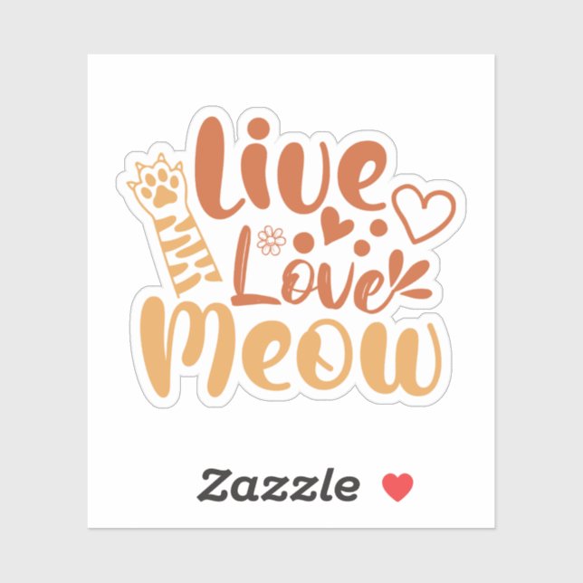 Adesivo Live Love Meow (Folha)