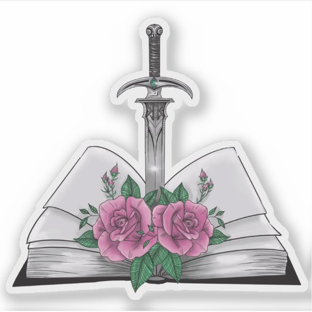 Adesivo Livro com espada e rosas (Frente)