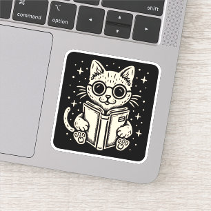 Adesivo Livro de fantasia de leitura de gatos