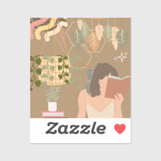 Adesivo Livro de Leitura de Mulher Estética Castanha