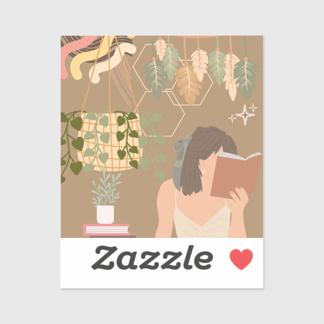 Adesivo Livro de Leitura de Mulher Estética Castanha (Folha)