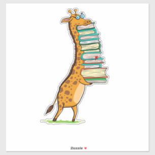 Adesivo Livro Engraçado Lendo Girafa Eu Amo Minha Bibliote