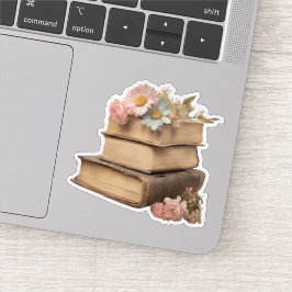Adesivo Livros Antigos Realistas e Daisies à Prova de Água