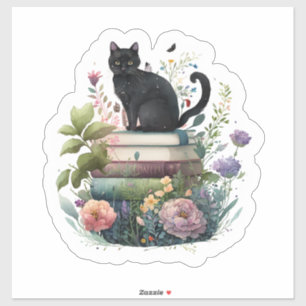 Adesivo Livros bonitos e um gato