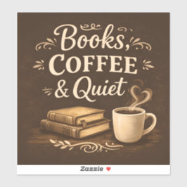 Adesivo Livros, Café & Silêncio – Amante de Livros Dark Ac