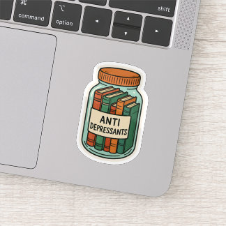 Adesivo Livros como Jar de Antidepressivos 