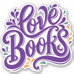 Adesivo Livros de Amor Caligrafia Design do Coração