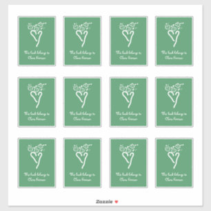 Adesivo Livros de Coração Verde e Branco
