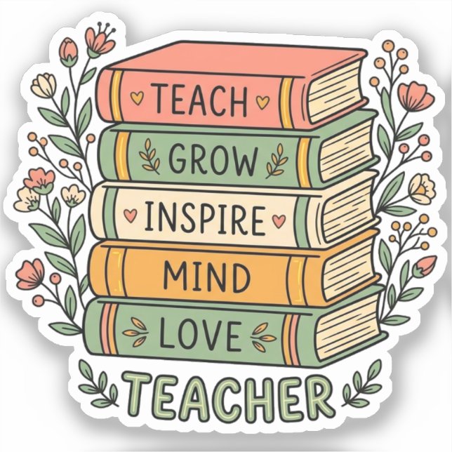 Adesivo Livros de Presente + Flores Lindas | Agradecimento (Frente)