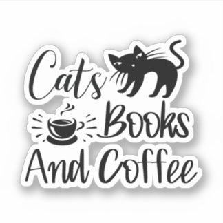 Adesivo Livros e Cafés de gatos