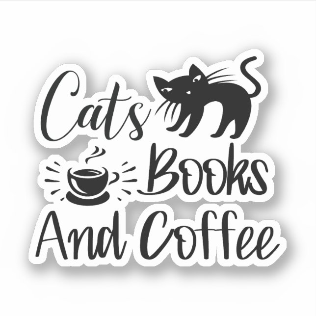 Adesivo Livros e Cafés de gatos (Frente)