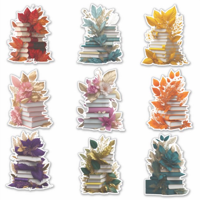 Adesivo Livros e Flores (Frente)