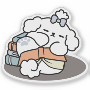 Adesivo Livros e Latidos - Design de Leitura de Cachorro S