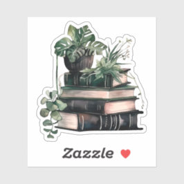 Adesivo Livros e plantas acadêmicas verdes