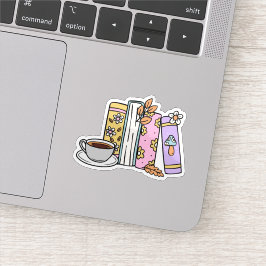 Adesivo Livros Retro e Café Impermeável