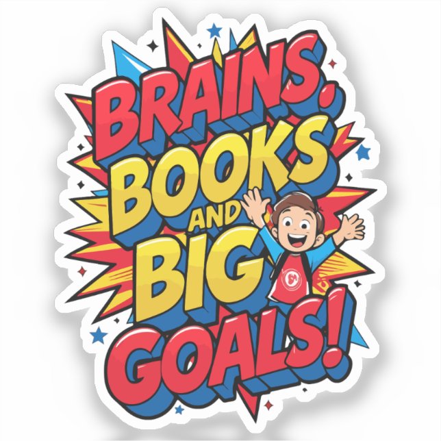 Adesivo Livros sobre cérebros e grandes metas - Diversão d (Frente)