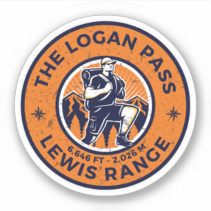 Adesivo Logan Pass Hiking, passe alpino de montana