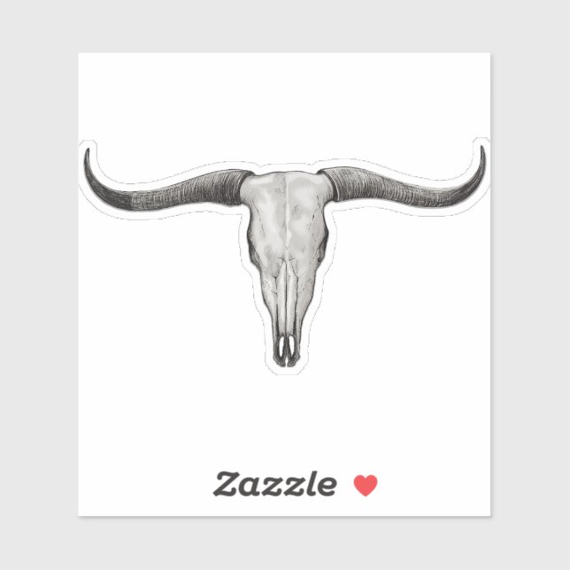 Adesivo Loghorn Steer Bull Skull (Folha)