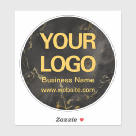 Adesivo Logotipo comercial preto Dourado Elegante Marble R