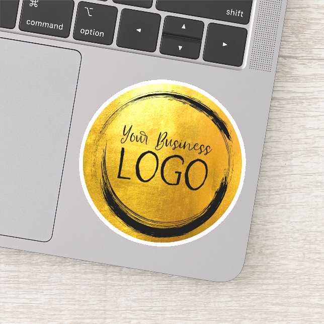 Adesivo Logotipo comercial Shiny Faux Yellow Foil Circle (Detalhe)