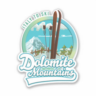 Adesivo logotipo de esqui montanhas dolomitas Itália