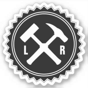 Adesivo Logotipo de martelo do geólogo com suas iniciais e