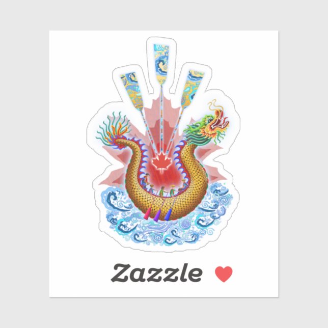 Adesivo Logotipo do Dragon Boat com Folha vermelha do mape (Folha)