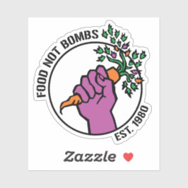 Adesivo logotipo do Food Not Bombs com texto e ano