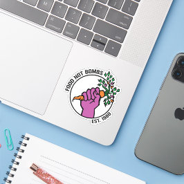 Adesivo logotipo do Food Not Bombs com texto e ano