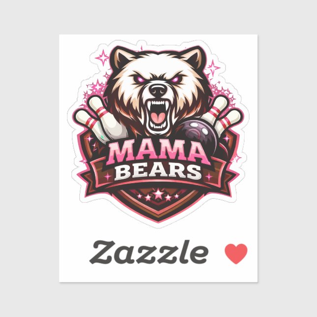 Adesivo Logotipo do Time de Boliche Mama Bears (Folha)
