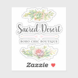 Adesivo Logotipo Rustic Watercolor Succult Desert Cactus