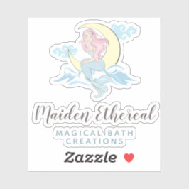 Adesivo Logotipo Sereia Mystical Moon Mystical Pink Hair S