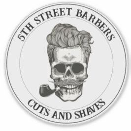 Adesivo Logotipo Vintage Barber Skull Personalizável