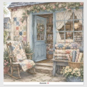 Adesivo Loja de Colchas French Cottagecore Aquarela