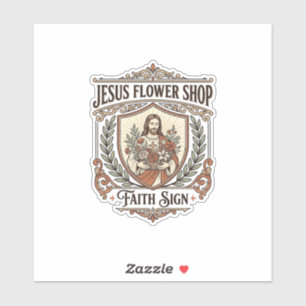 Adesivo Loja de Flores Jesus Sinal de Fé Loja de Flores Je