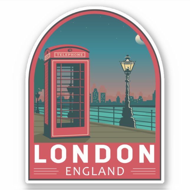 Adesivo London England Retro Viagem Art Vintage (Frente)